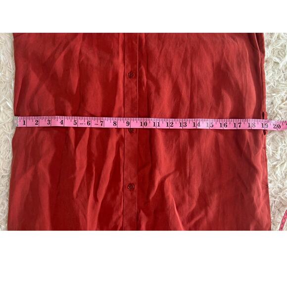 Long Tall Sally Women's Sz 8 Tall Burnt Orange Midi Tie Waist Shirt Dress #0600 - Picture 14 of 14